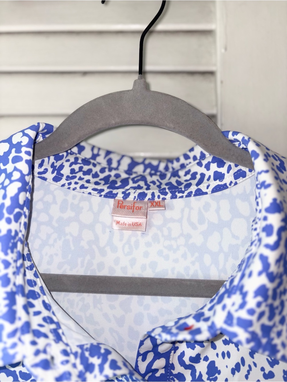 Persifor Blue White Abstract Animal Print Shirt Dress XXL Made in USA - Picture 3 of 4
